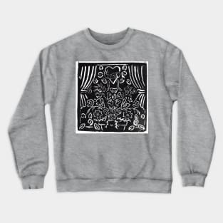 Flower Scene, Black & White Crewneck Sweatshirt